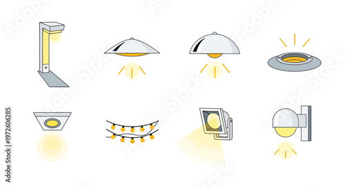 Different types of ceiling lights.