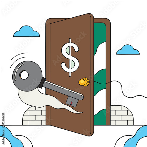 Key Unlocking Business Opportunity Vector Icon