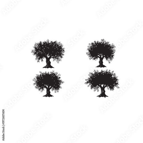 Olive Tree Silhouette Set Black White Vector Illustration
Olive Branch Tree Silhouette Collection Nature Vector
Olive Tree Black Silhouette Isolated Minimal Illustration