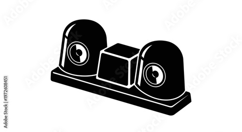 Black and white illustration of binoculars.