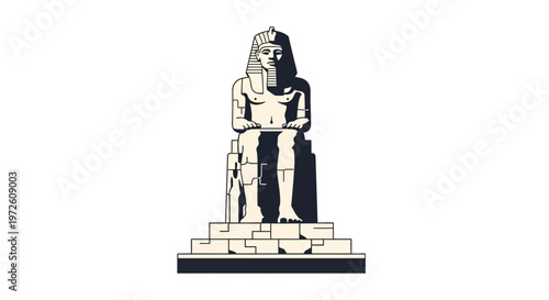 Ancient Egyptian Pharaoh Statue Portrait.