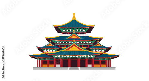 Colorful Asian Temple Pagoda Architecture.