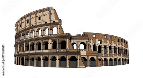 Ancient Roman Colosseum Architecture Structure.