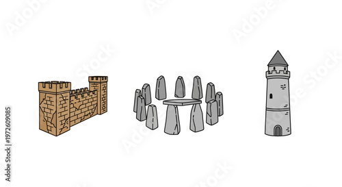 Medieval Castle Tower Architecture Structures.