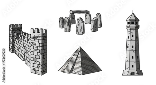 Monuments and ancient stone structures.