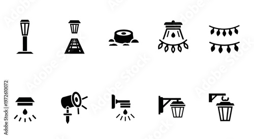 Street lights and lamp posts icons.
