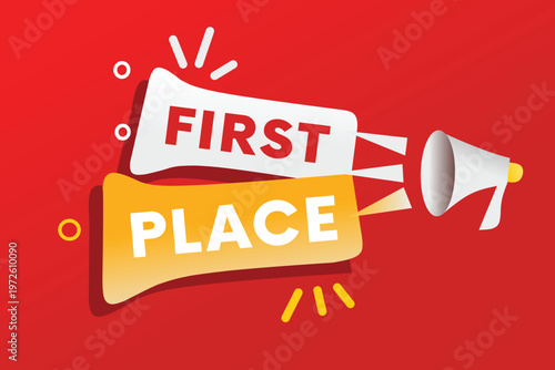 First place - banner, elements business marketing concept. vector sign graphic illustration.
