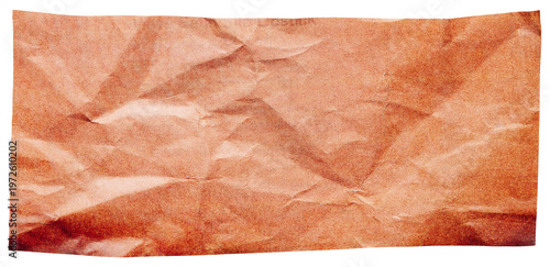 Cut out crumpled paper scrap, sandstone color magazine page isolated for collage