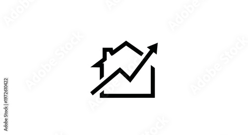 Foto Real Estate Growth Chart Icon: House Symbol with Upward Arrow Graph
