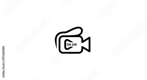 Video Camera Icon with "ON AIR" Text - Live Broadcast Symbol