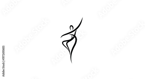 Minimalist Dancer Silhouette, Elegant Abstract Figure in Motion, Black Ink Art