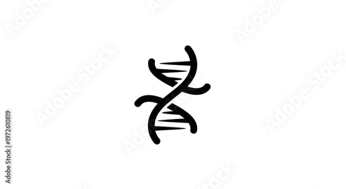 Abstract DNA Helix Icon Black and White Isolated on White Background