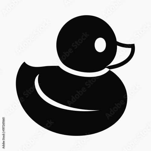 Bild auf Leinwand Black rubber duck icon, vector duck illustration, simple duck design, bath toy s