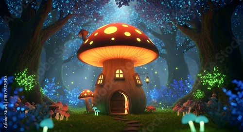 Glowing Mushroom House Enchanted Forest