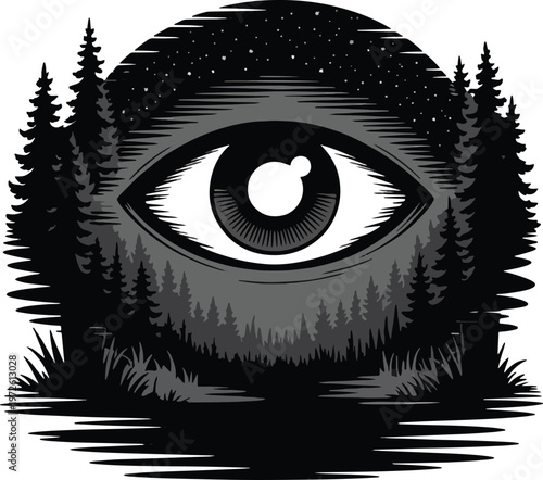 giant eye in the woods watching over nature