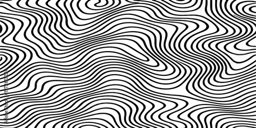 Abstract Black and White Topographic Contour Lines Vector Illustration Digital Landscapes and Geographic Elevation Patterns
