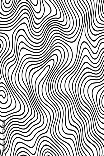 Abstract Black and White Topographic Contour Lines Vector Illustration Digital Landscapes and Geographic Elevation Patterns