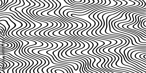 Abstract Black and White Topographic Contour Lines Vector Illustration Digital Landscapes and Geographic Elevation Patterns