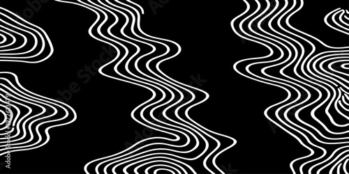 Abstract Black and White Topographic Contour Lines Vector Illustration Digital Landscapes and Geographic Elevation Patterns