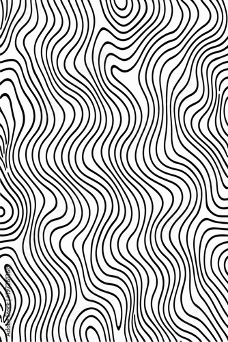 Abstract Black and White Topographic Contour Lines Vector Illustration Digital Landscapes and Geographic Elevation Patterns