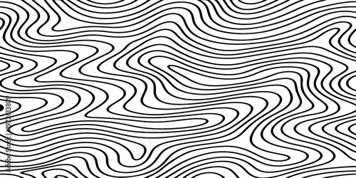 Abstract Black and White Topographic Contour Lines Vector Illustration Digital Landscapes and Geographic Elevation Patterns