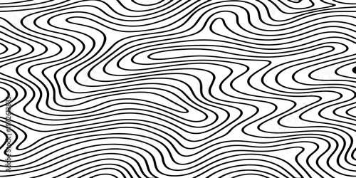 Abstract Black and White Topographic Contour Lines Vector Illustration Digital Landscapes and Geographic Elevation Patterns