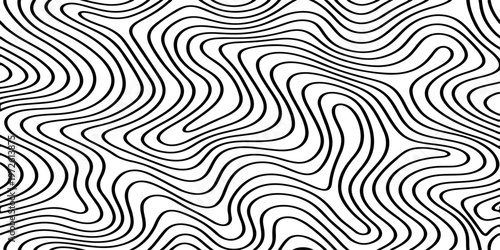 Abstract Black and White Topographic Contour Lines Vector Illustration Digital Landscapes and Geographic Elevation Patterns