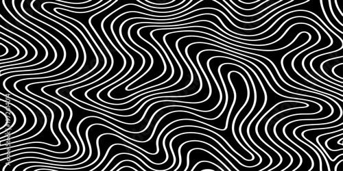 Abstract Black and White Topographic Contour Lines Vector Illustration Digital Landscapes and Geographic Elevation Patterns
