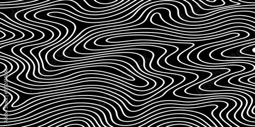 Abstract Black and White Topographic Contour Lines Vector Illustration Digital Landscapes and Geographic Elevation Patterns