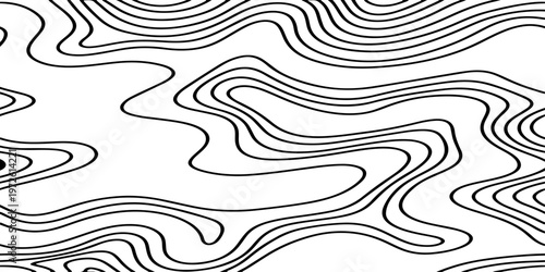Abstract Black and White Topographic Contour Lines Vector Illustration Digital Landscapes and Geographic Elevation Patterns