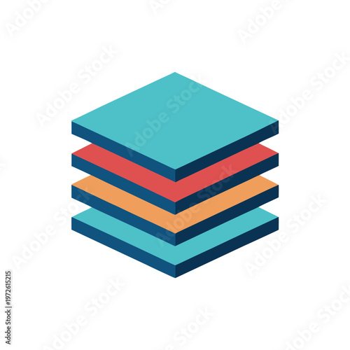 Stack of colored squares or layers for data or document management stock vector