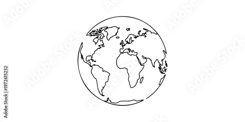 Continuous one line of a world globe, a symbol of globalization and connectivity, style hand drawn vector illustration.
