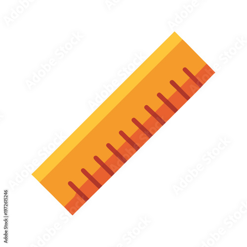 Orange ruler with red markings for measuring length on a white background vector