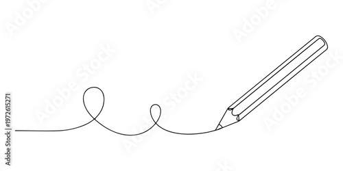 Continuous one line of a pencil drawing line, symbolizes unlimited creativity, style hand drawing vector illustration.