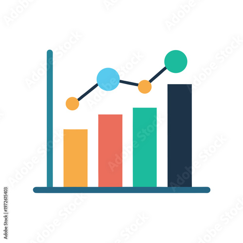 Business growth chart showing bar graph and line trend for financial analysis and performance metrics