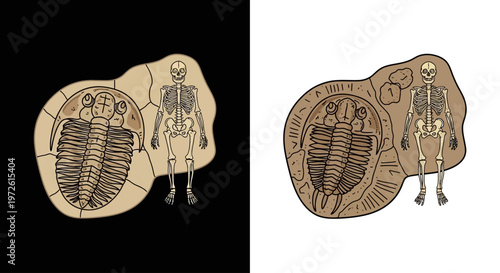 Ancient Egyptian Sarcophagus Lid Illustrations.