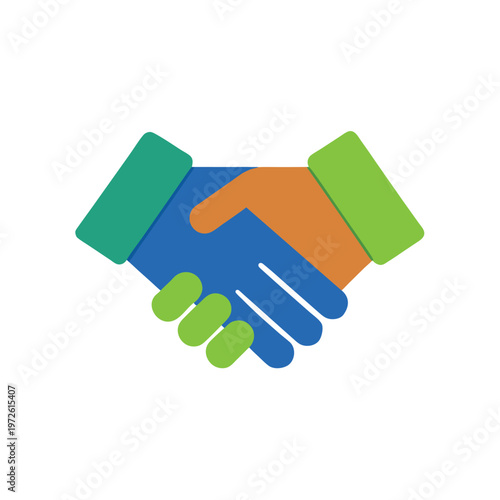 Handshake icon representing partnership agreement and business cooperation in flat design style