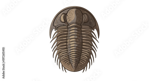 Trilobite fossil with segmented body parts.
