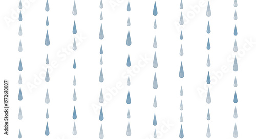 Blue and gray raindrops falling isolated on white background vector