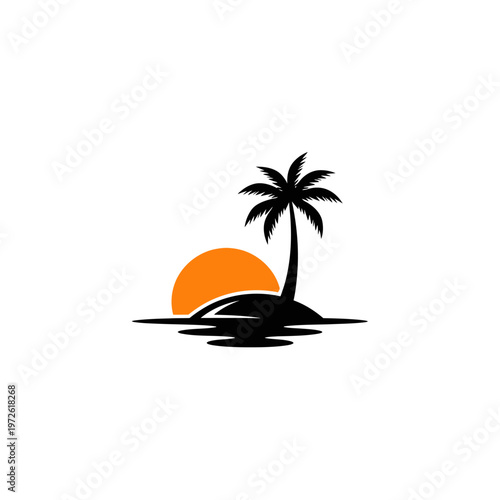 Black silhouette of a palm tree.