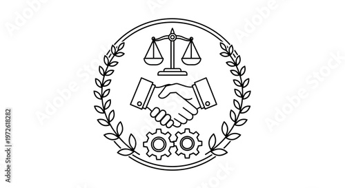 law and justice partnership handshake symbol.