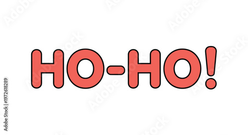 bold red text spelling out ho-ho exclamation is shown with a black outline in a fun and festive holiday font for christmas celebrations.