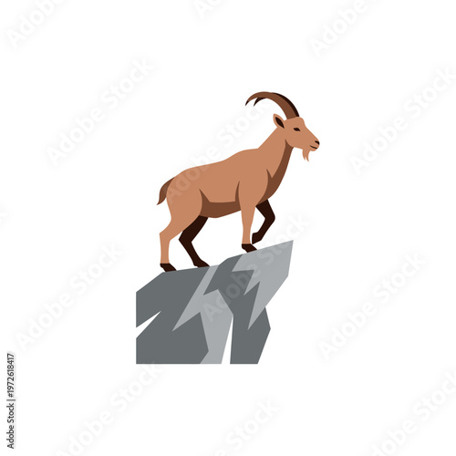 Brown goat standing on a rock.