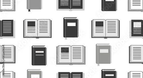 black and white books icons on isolated white background vector