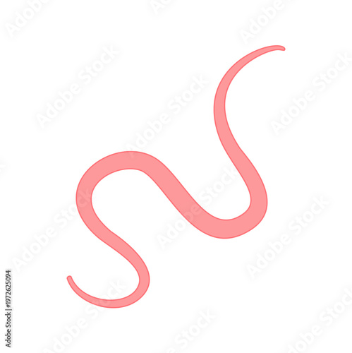 Tapeworm Cartoon Illustration in Flat Vector Style, Parasite Worm for Medical, Biology and Educational Design