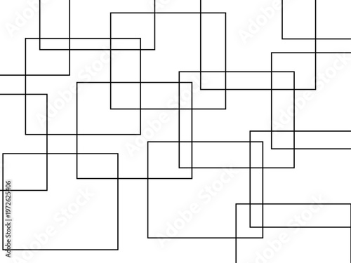 abstract black and white geometric line pattern seamless vector illustration with overlapping rectangles and modern minimal technology inspired design