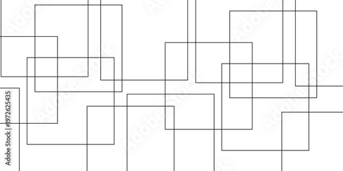 abstract black and white geometric line pattern seamless vector illustration with overlapping rectangles and modern minimal technology inspired design