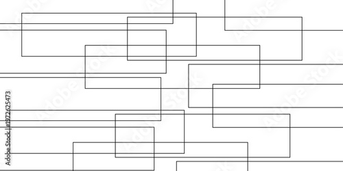 abstract black and white geometric line pattern seamless vector illustration with overlapping rectangles and modern minimal technology inspired design