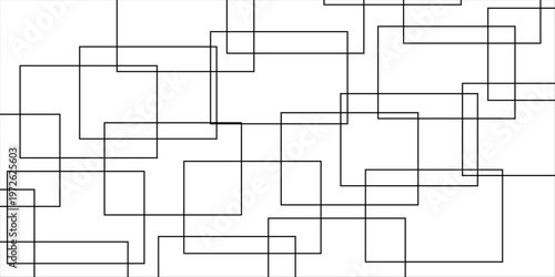 abstract black and white geometric line pattern seamless vector illustration with overlapping rectangles and modern minimal technology inspired design