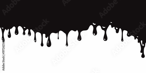 Abstract dripping black ink on a clean white background